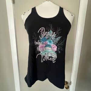 Navy blue “Jesus take the wheel” women tank top